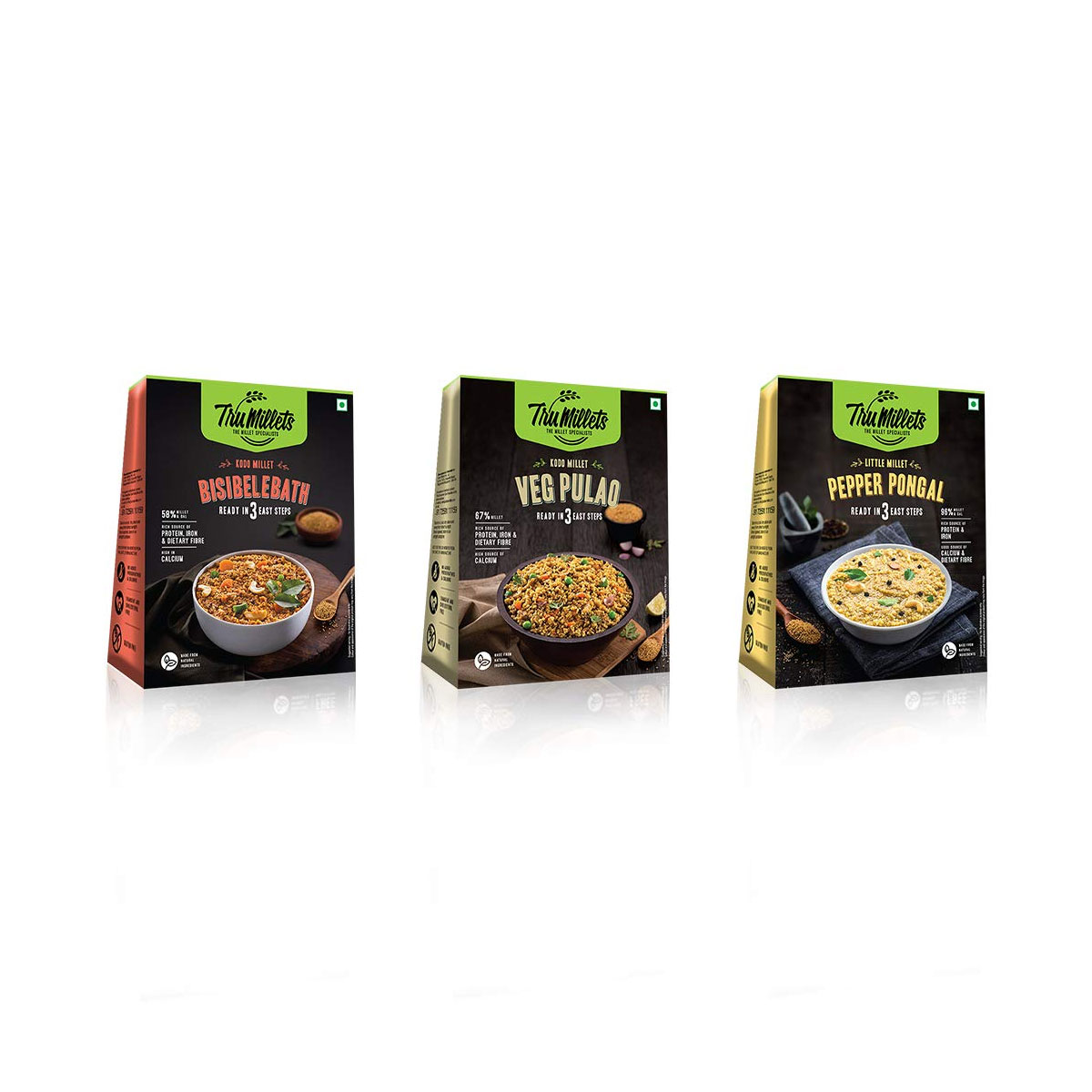 Trumillets Healthy Millet Instant Mix Breakfast Combo Pack of 3 (Veg ...